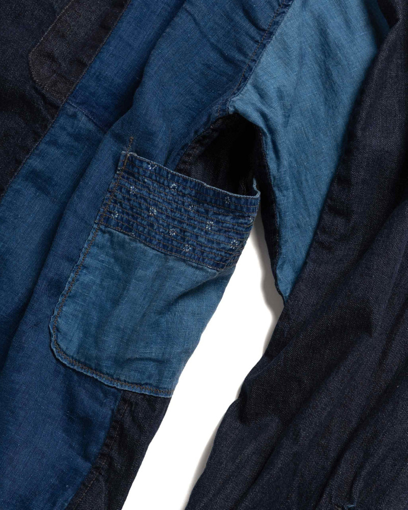 Cotton/Linen IDG Patchwork Band Collar KATMANDU Shirt IDG 5