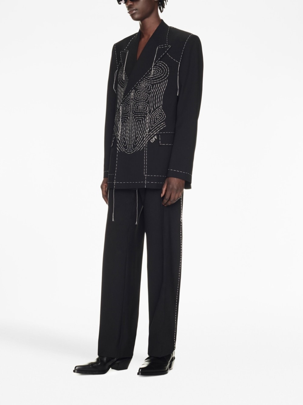 Runway contrast-stitching tailored trousers - 3