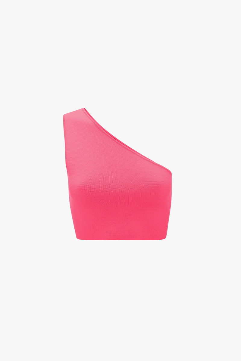 VB Body One Shoulder Crop Top In Pink - 1