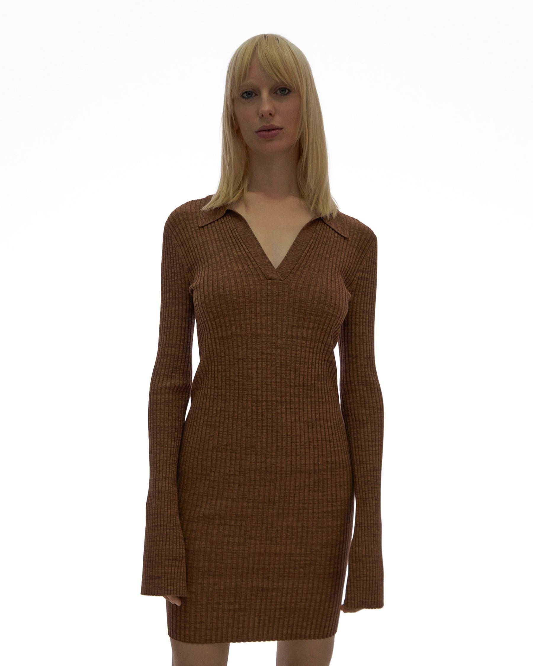 MARL KNIT POLO DRESS - 3