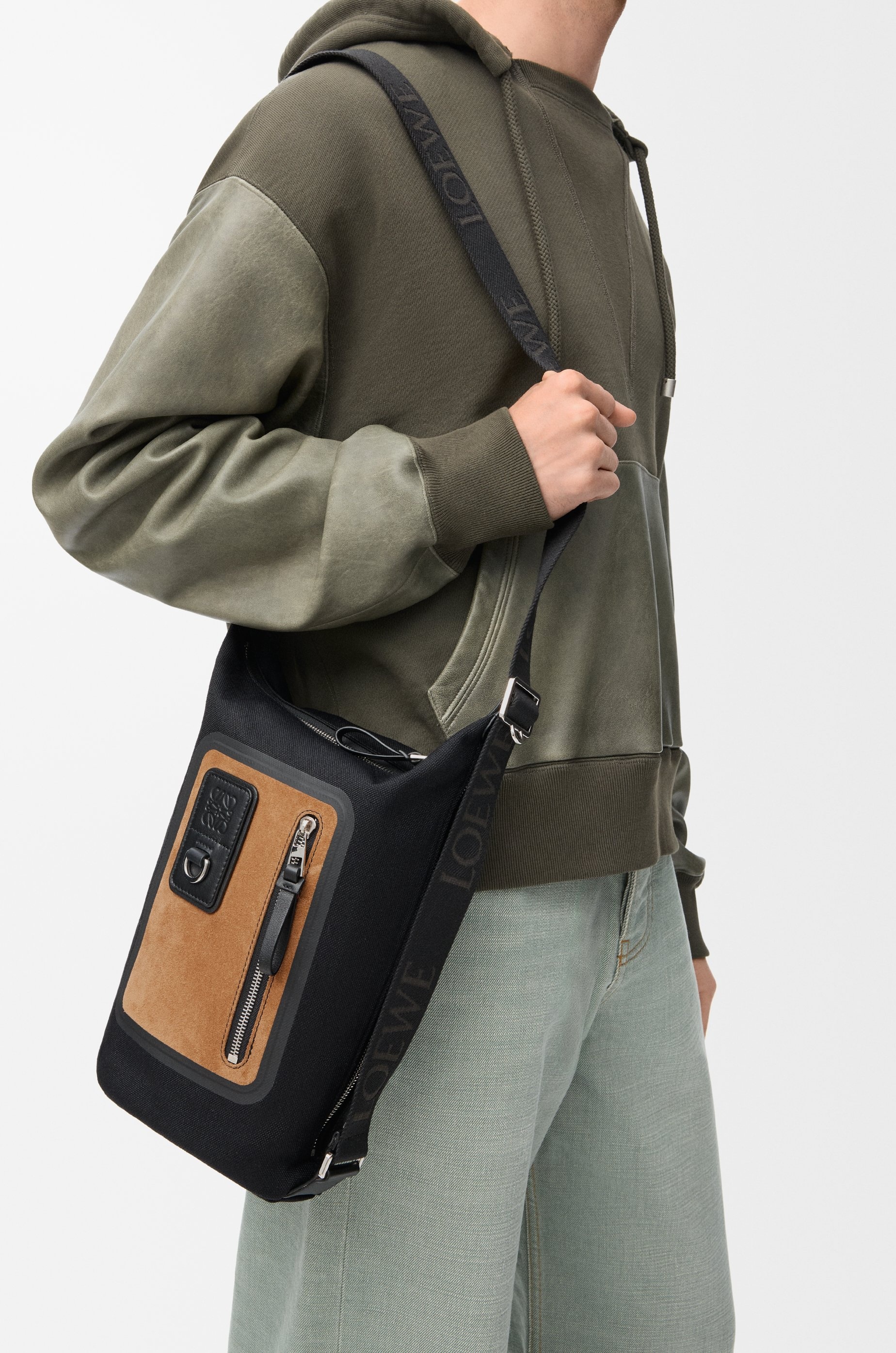 Loewe Small Flex Loop bucket in canvas and suede | REVERSIBLE