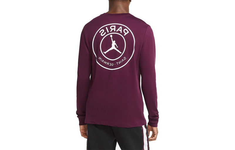 Jordan Air Jordan Paris Saint-Germain Round Neck Solid Color Alphabet Long Sleeves Red CK9782-610 outlook