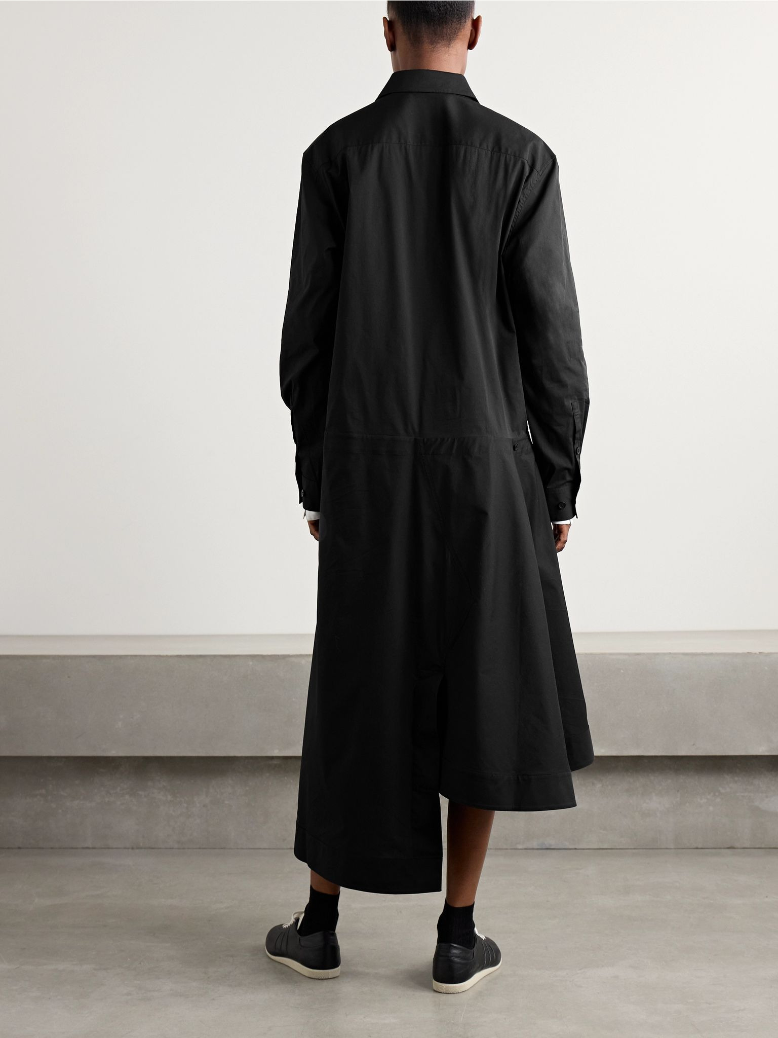 + Y3 cotton-blend poplin maxi shirt dress Black - 4