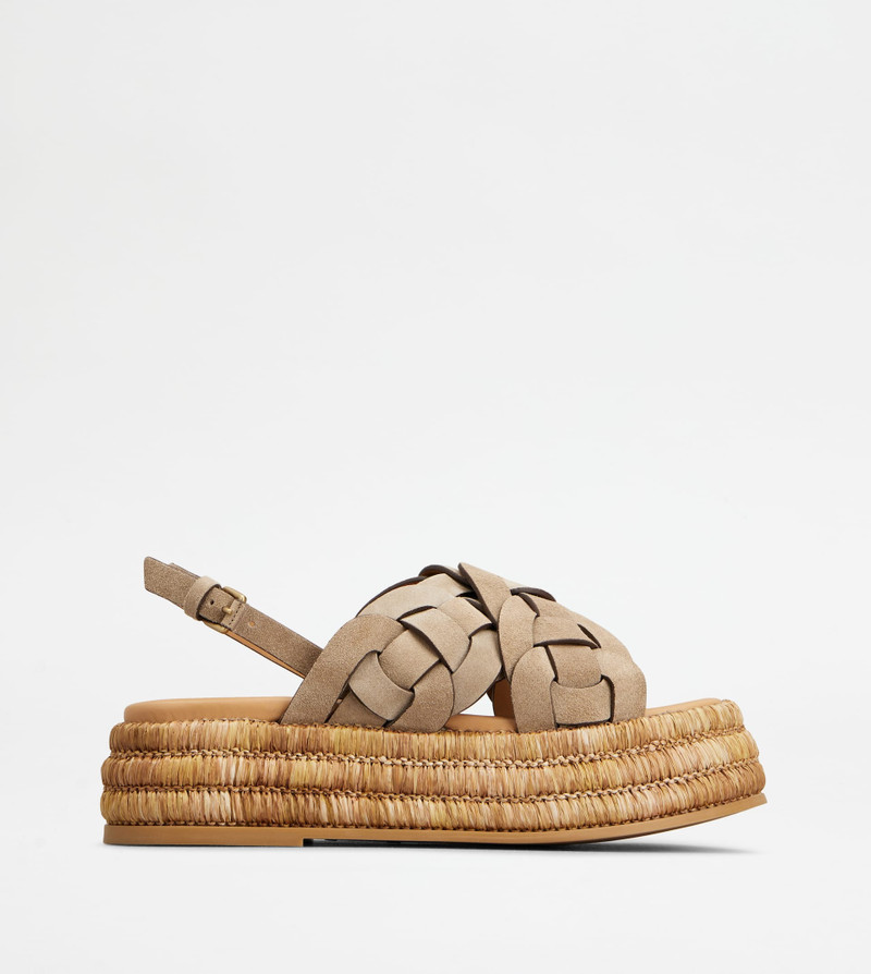 PLATFORM SANDALS IN SUEDE - BROWN 1
