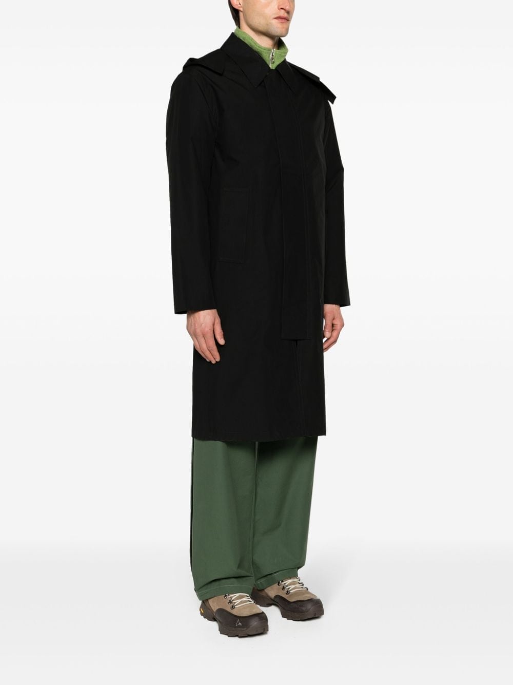 detachable-hood midi parka coat - 3