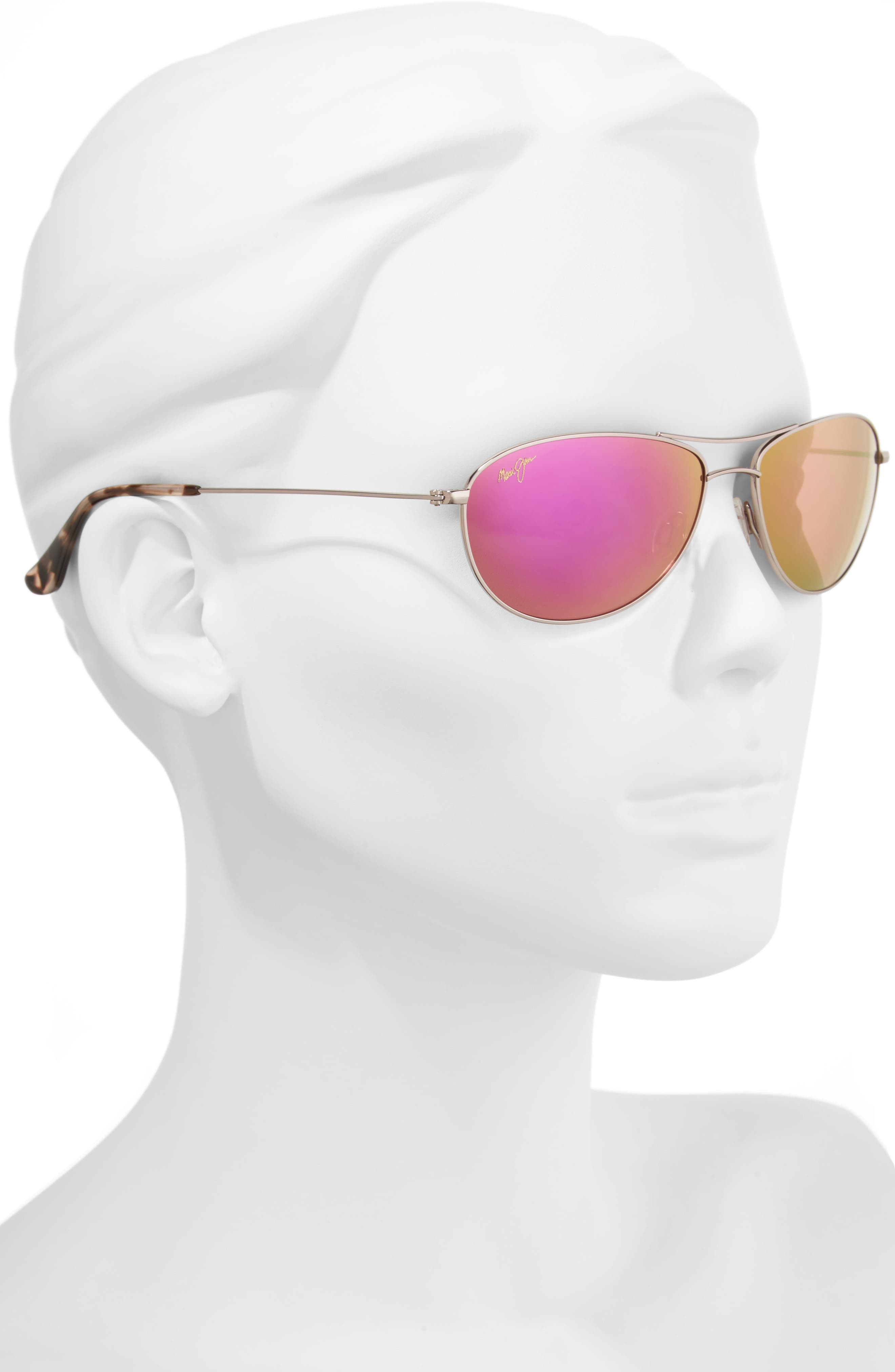Maui Jim Baby Beach 56mm Mirrored PolarizedPlus2® Aviator Sunglasses in Rose Gold/Maui Sunrise at No - 3