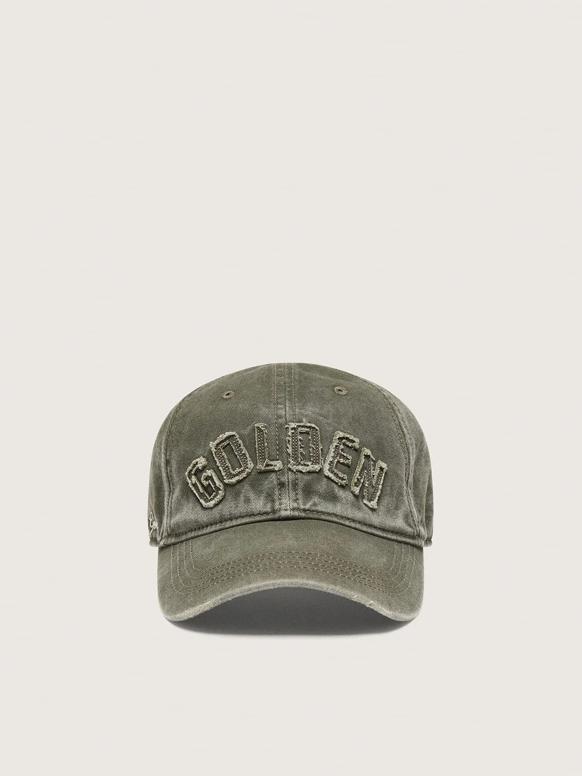 Dark olive-green baseball cap with dark gray “Golden” patch - 1