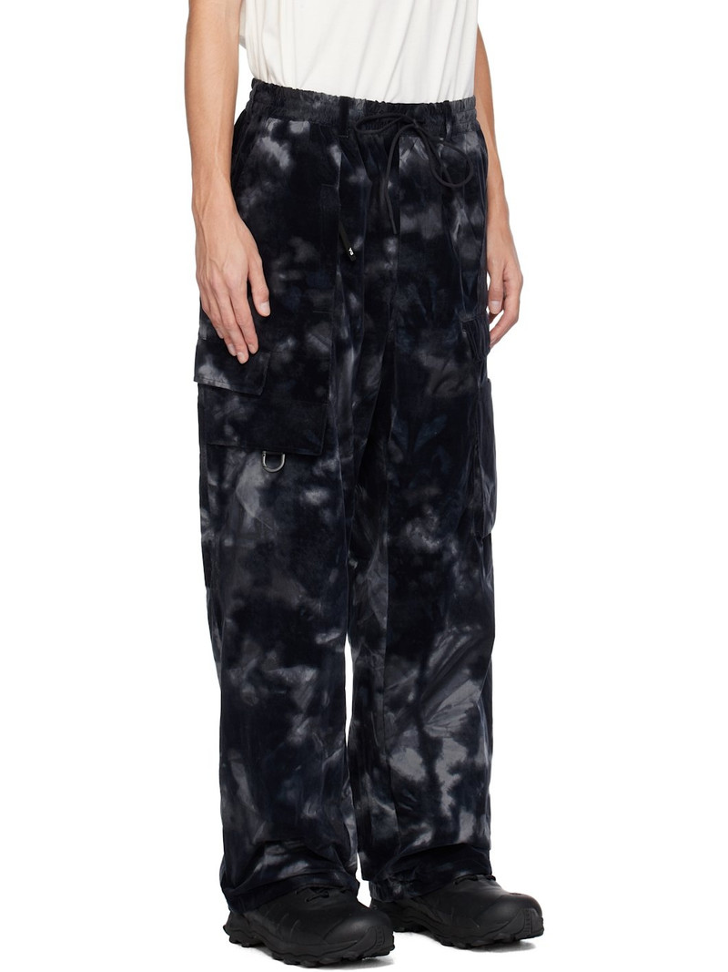 Black Allover Print Nylon Shell Cargo Pants 2