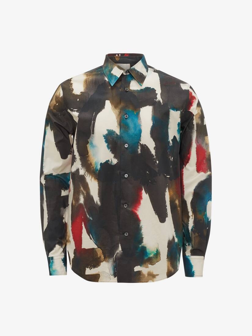 Men's Watercolour Graffiti Shirt in Multicolour - 1