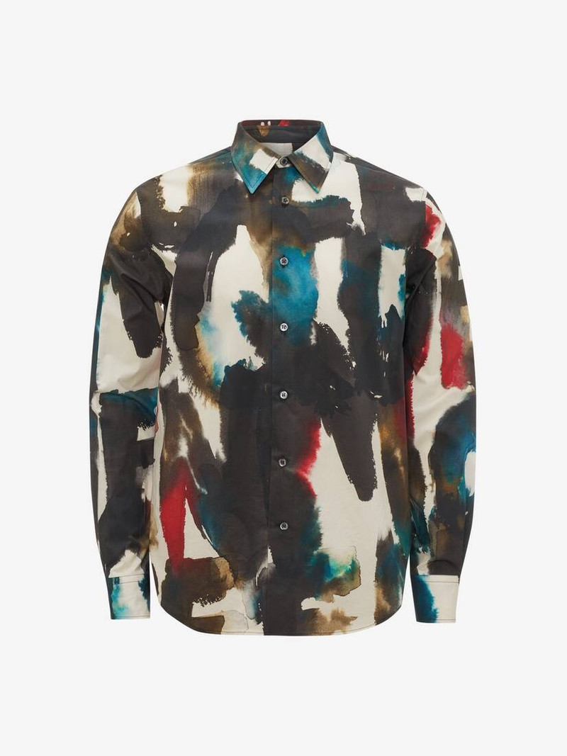 Men's Watercolour Graffiti Shirt in Multicolour 1