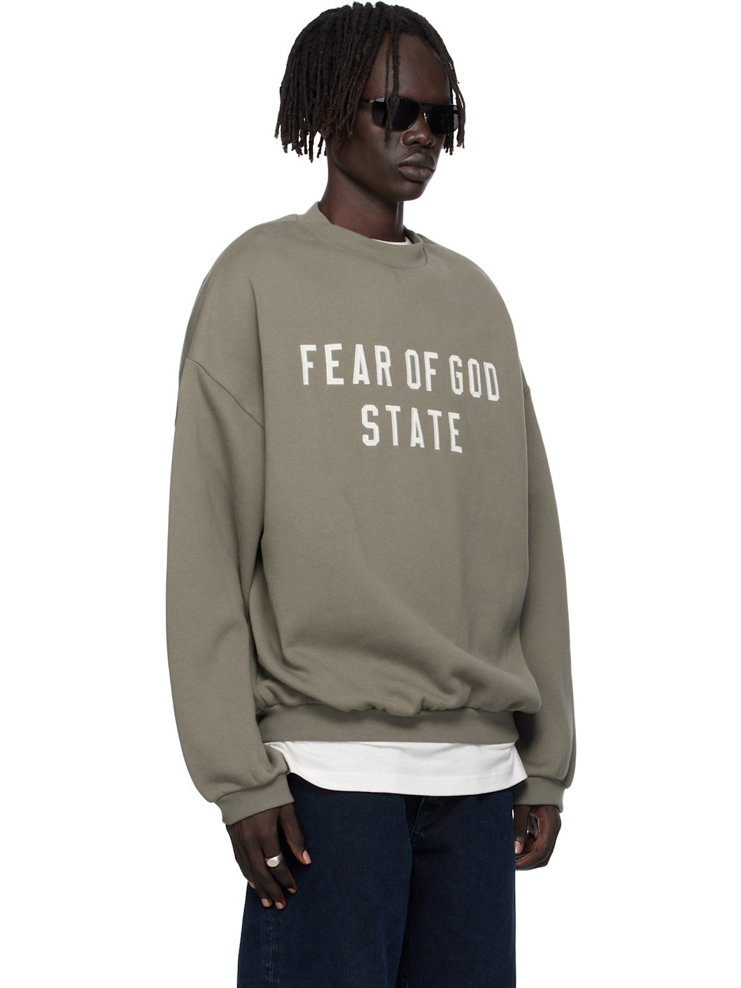 Gray 90s Fit Fleece Crewneck Sweatshirt - 2
