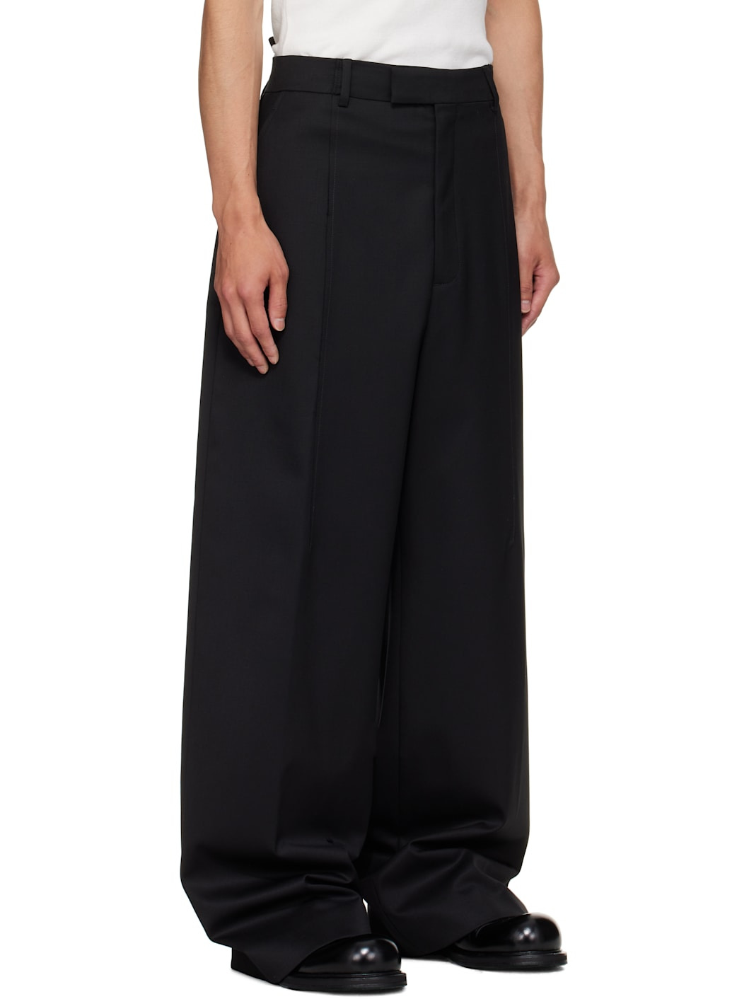 Black Cut Baggy Tailored Trousers - 2