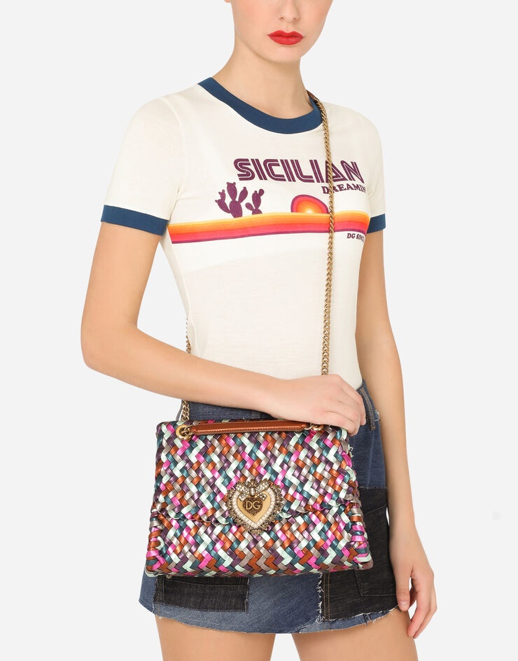 Large Devotion shoulder bag in multi-colored foiled woven nappa leather - 2