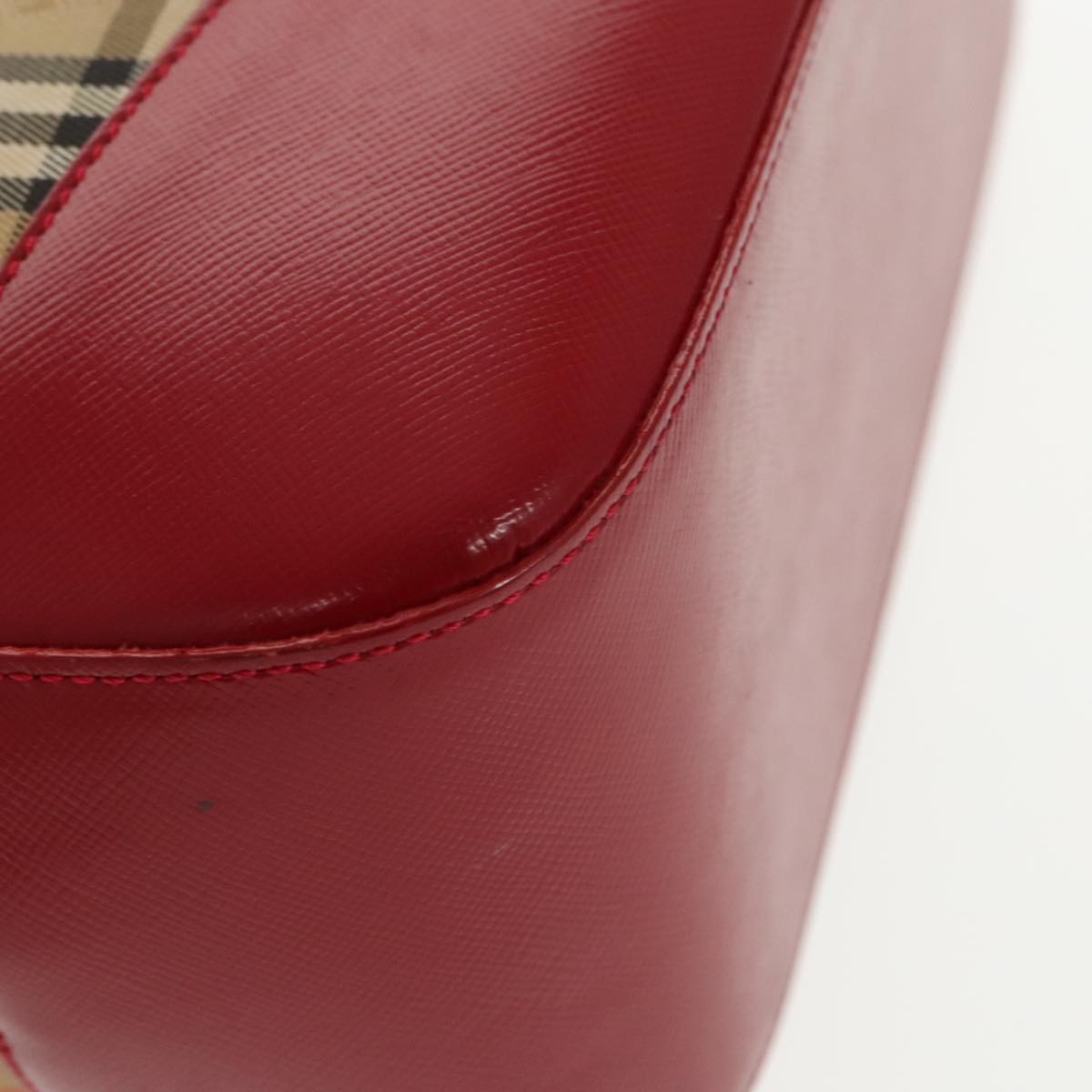 Burberry Nova Check Hand Bag Canvas Leather Beige Red - 10