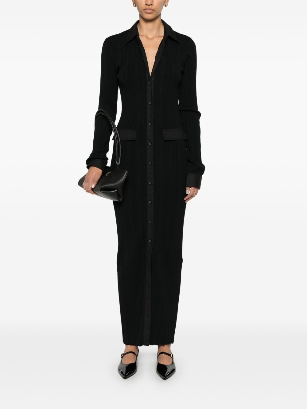 knitted shirt maxi dress - 2