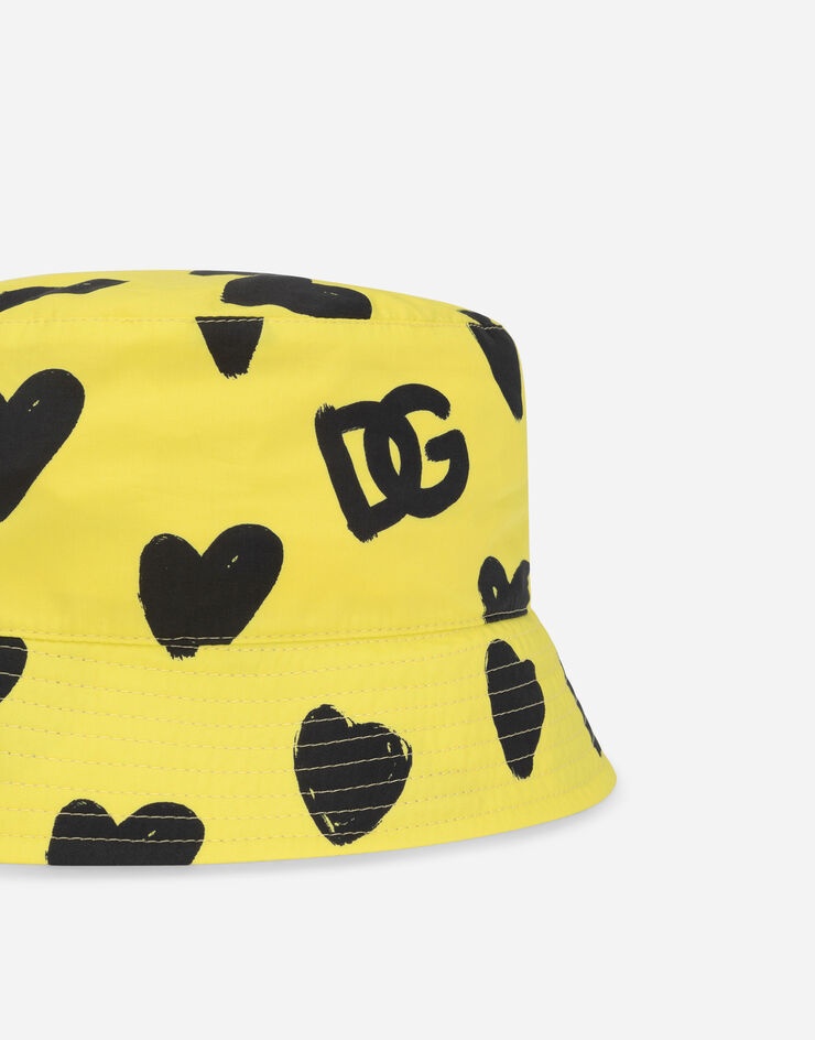 Cotton bucket hat with heart print - 3