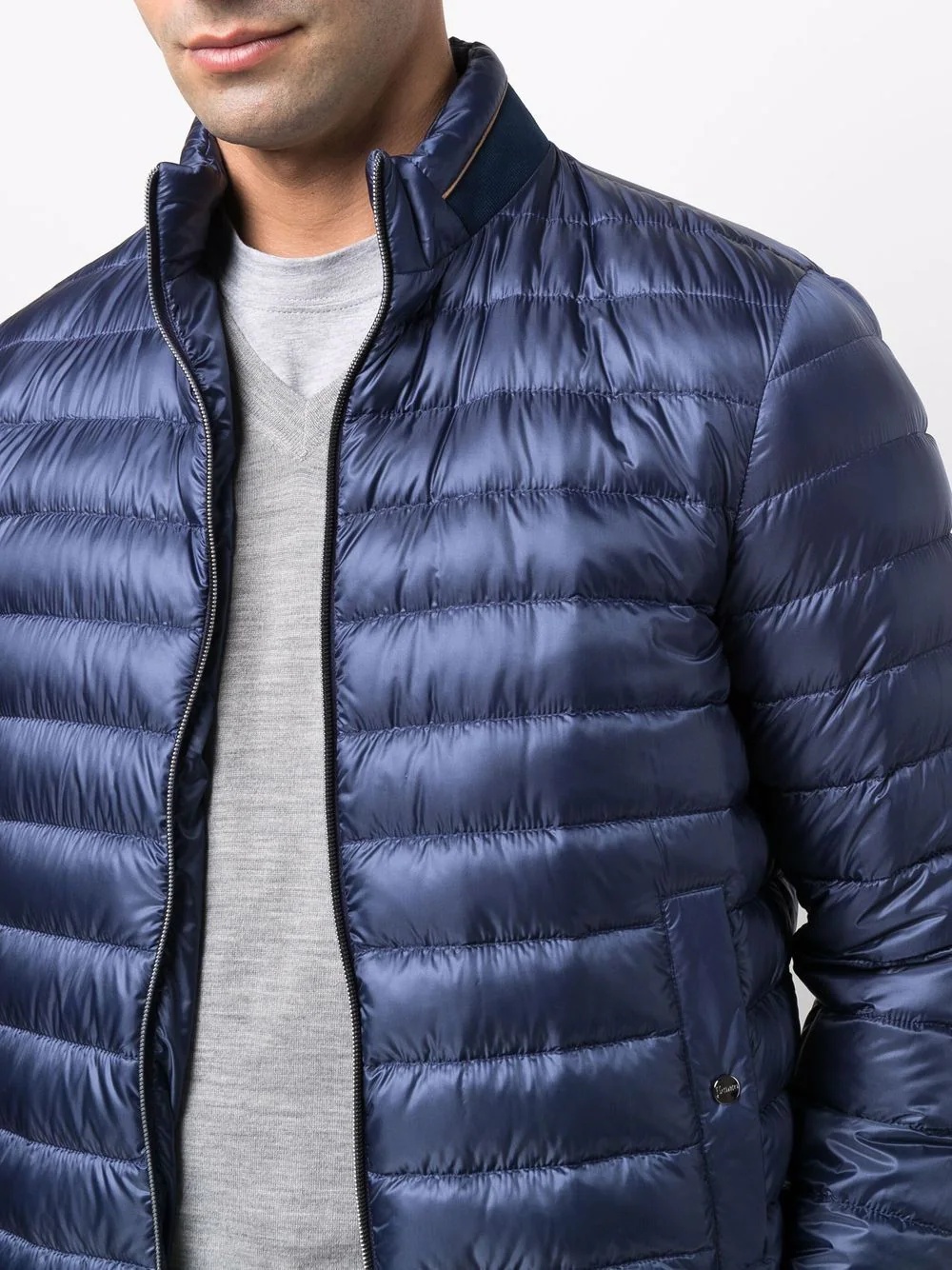 high-neck zip-up quilted jacket - 5