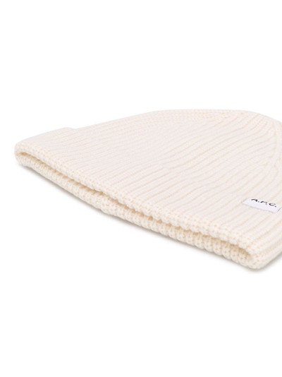 A.P.C. logo patch beanie hat outlook