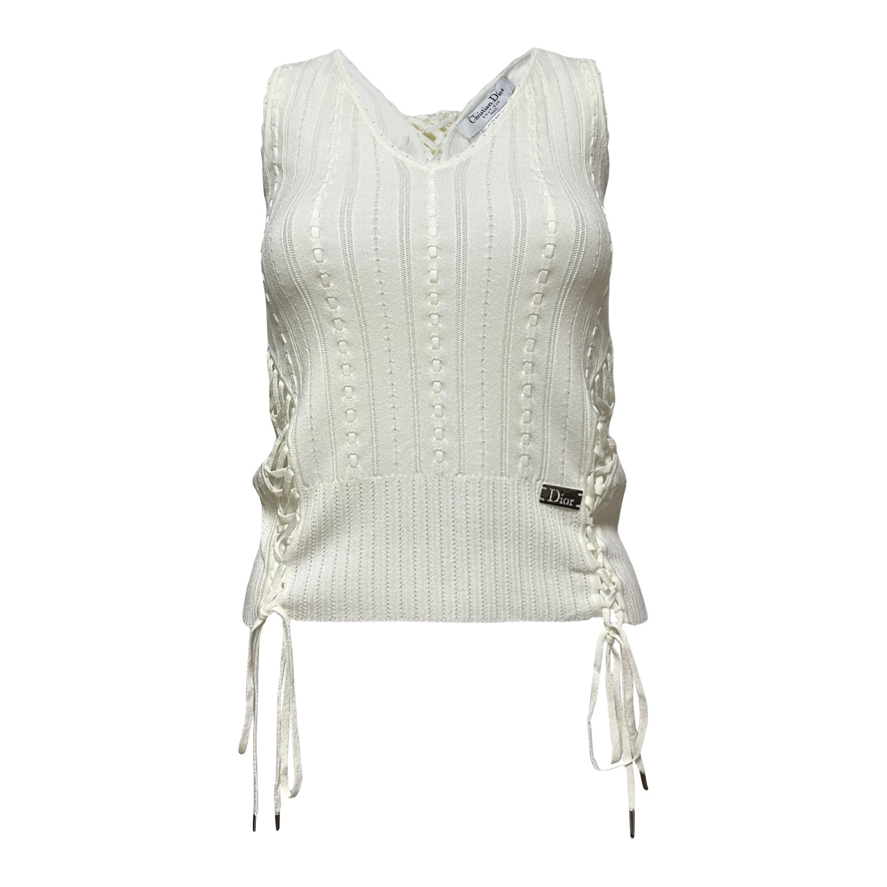 CHRISTIAN DIOR Spring Summer 2004 Laced Up Knit Sleeveless Top - 1