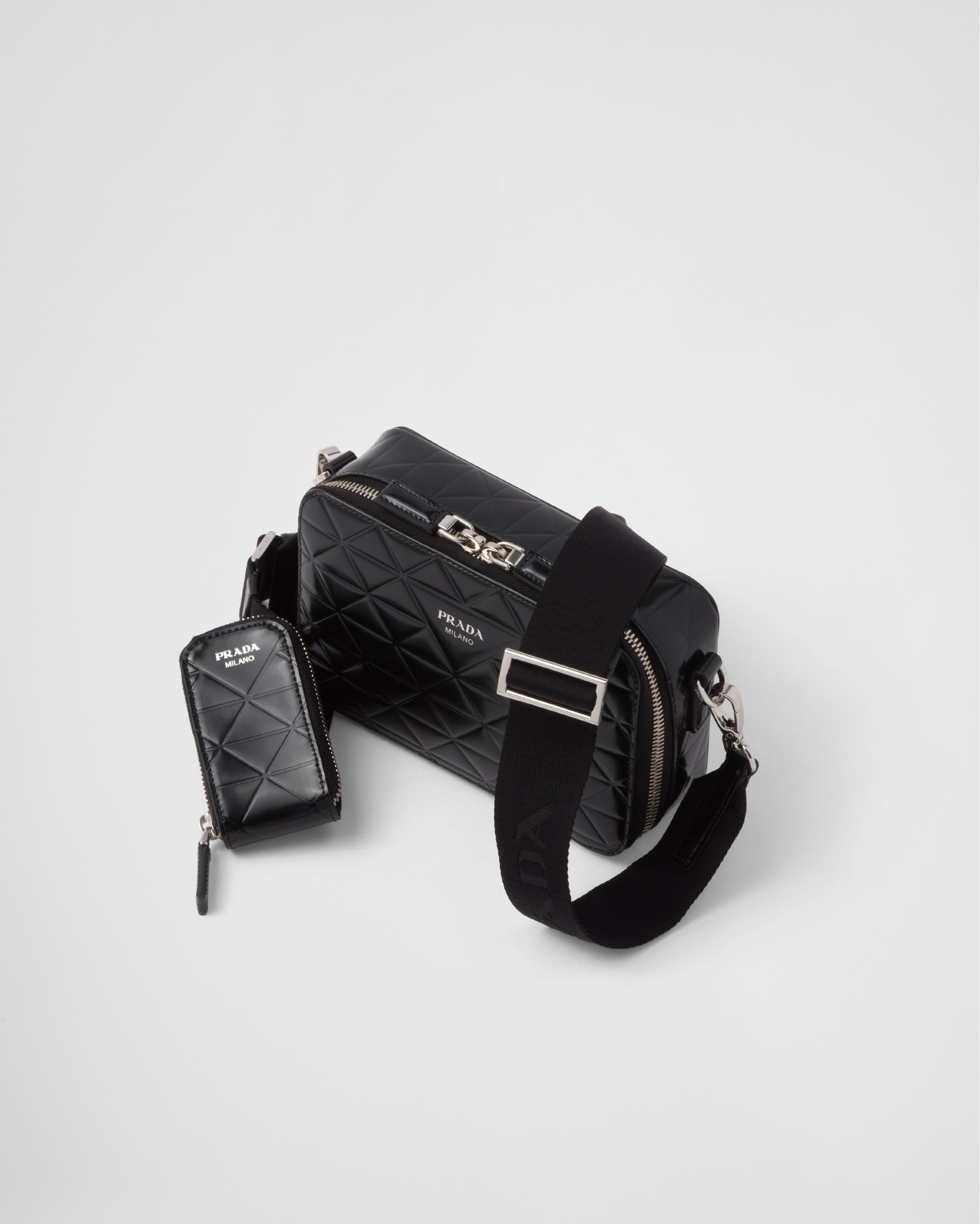 PRADA Brique Brushed Leather ショルダーバック/斜め掛け Prada Black Leather Brique Crossbody Bag (PRADA/ショルダー