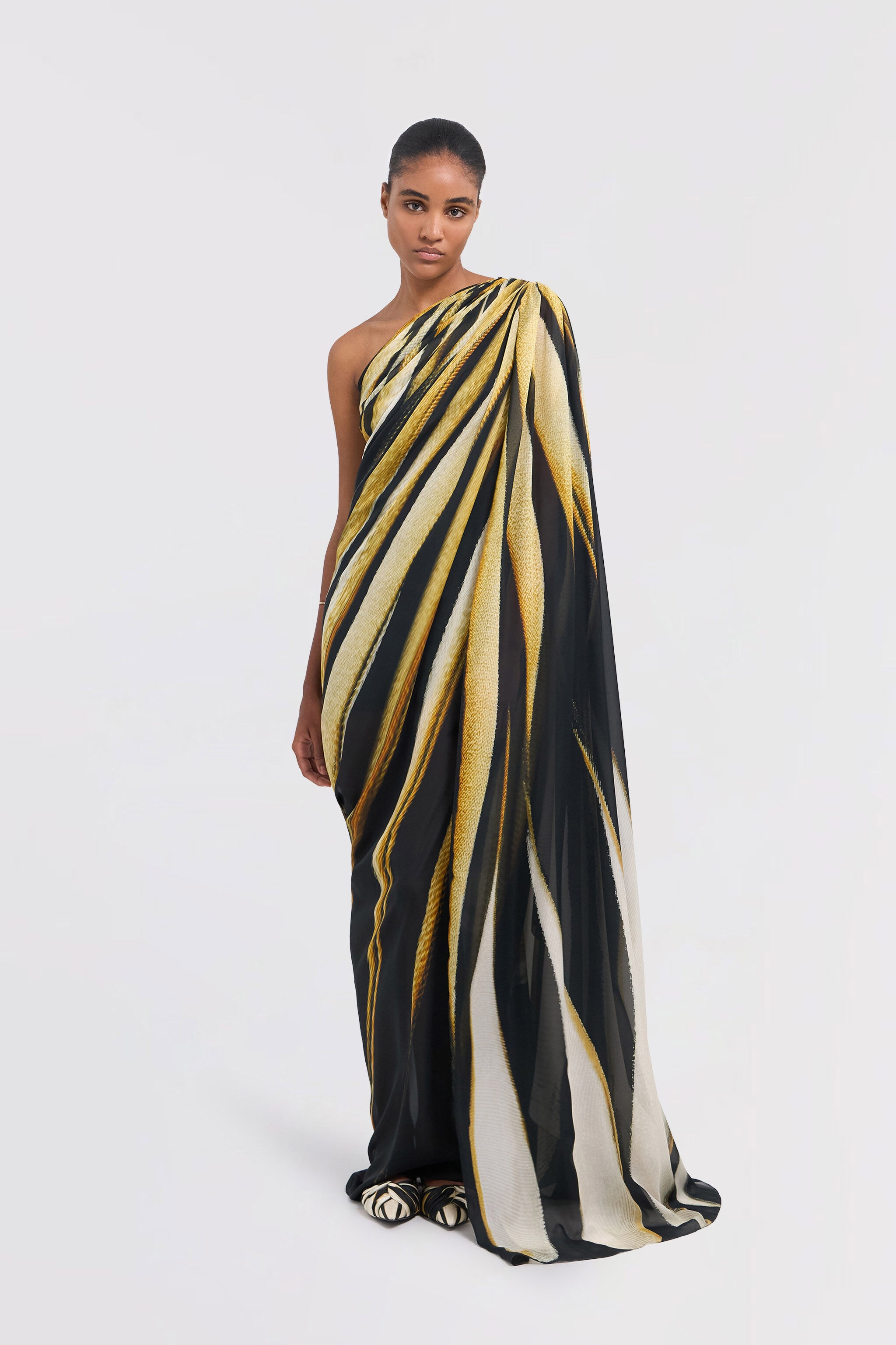 Ray Of Gold Print Silk Maxi Dress - 2