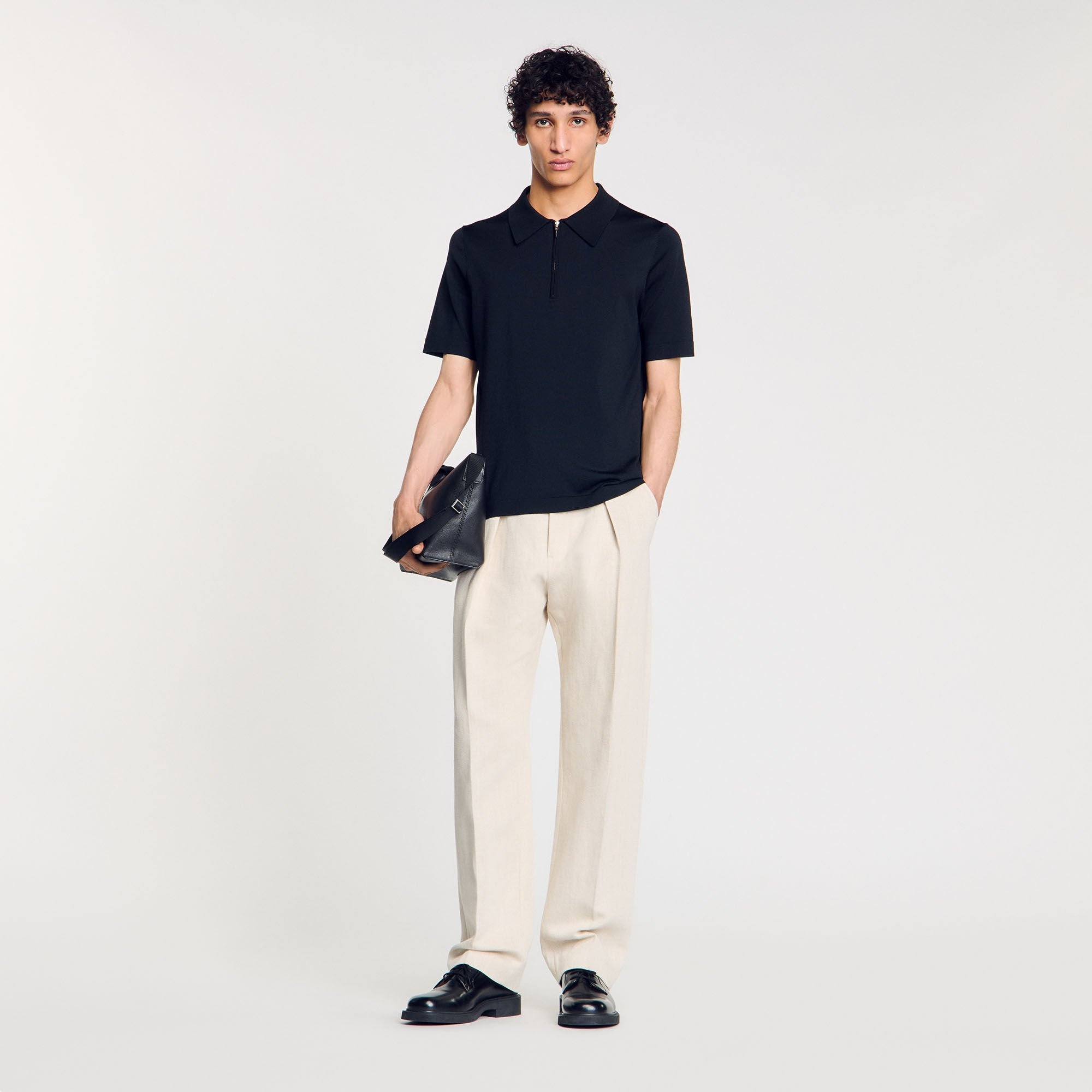 KNITTED POLO SHIRT WITH ZIP COLLAR - 1