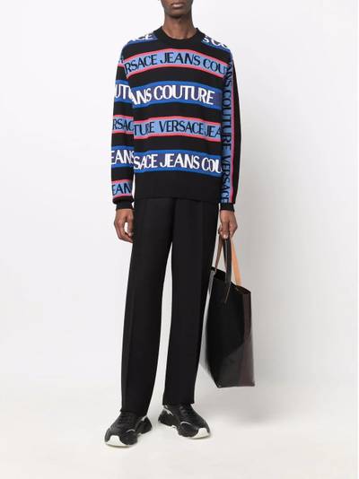 VERSACE JEANS COUTURE logo-stripe cotton jumper outlook