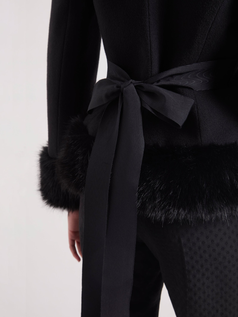 Black Faux Fur Short Coat 3