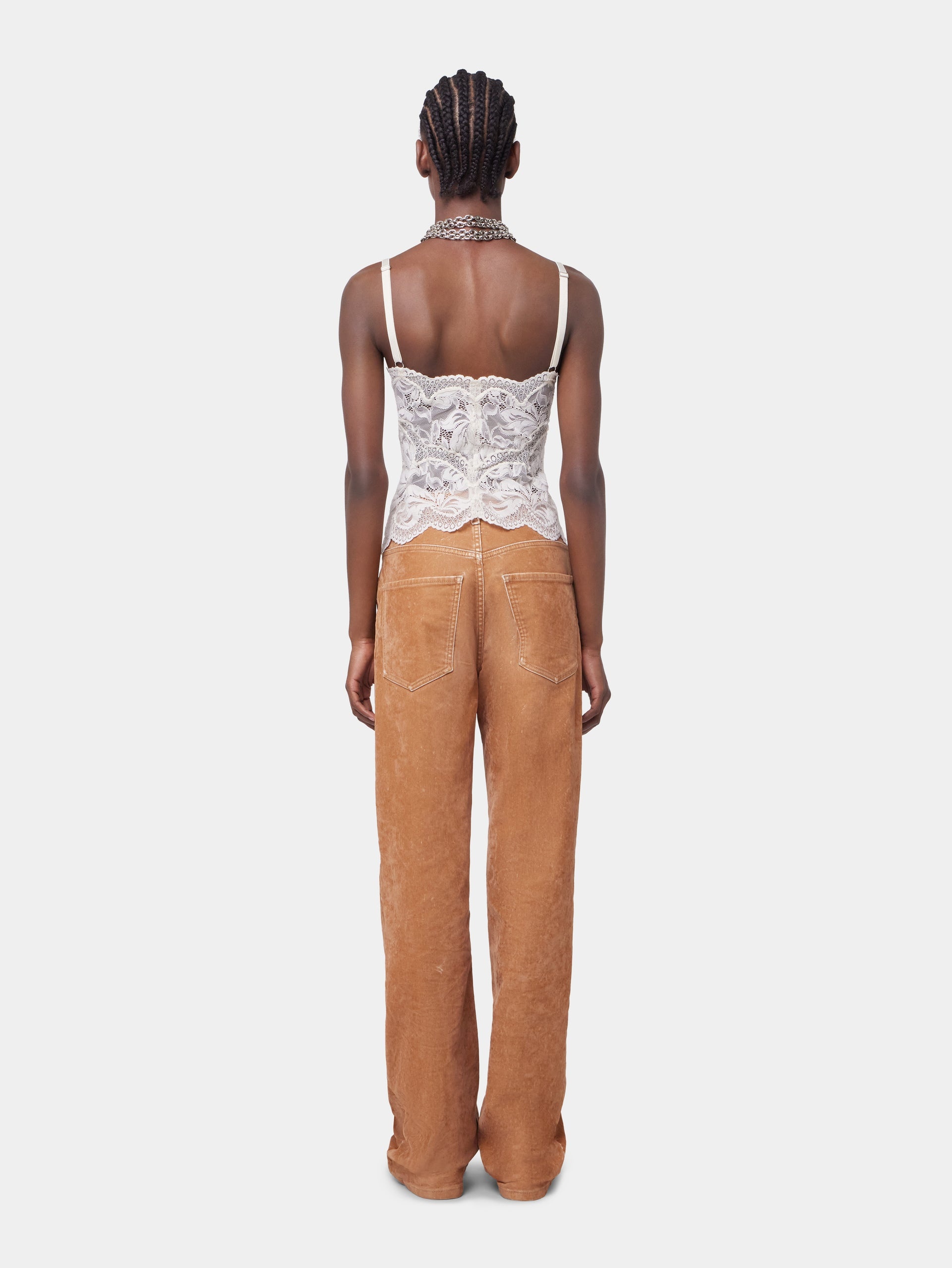 CARAMEL FLARED DENIM TROUSERS - 6