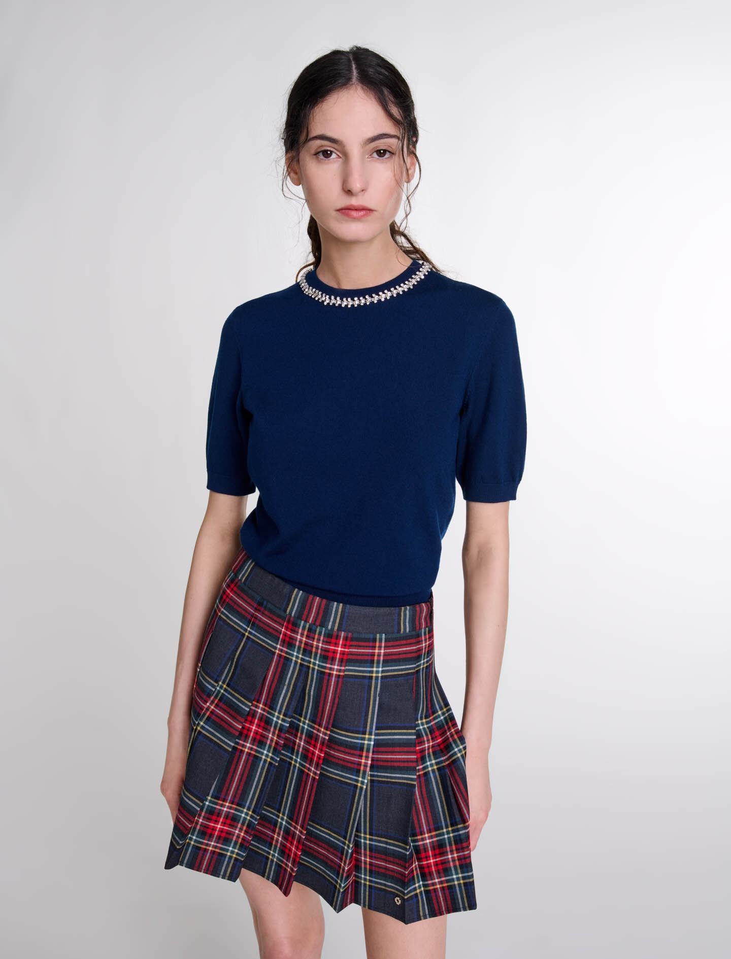 Knit crop jumper with rhinestones - 5