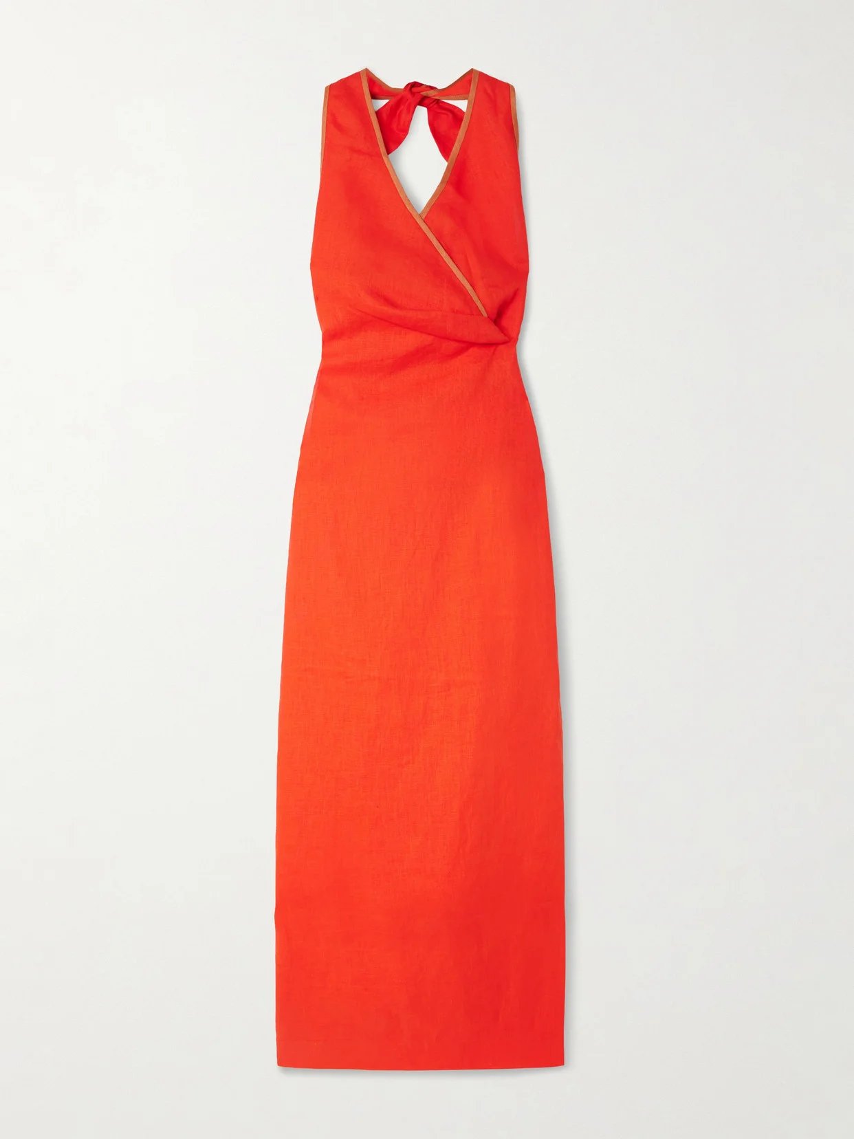 Panettone Wrap-effect Linen Halterneck Midi Dress - 1