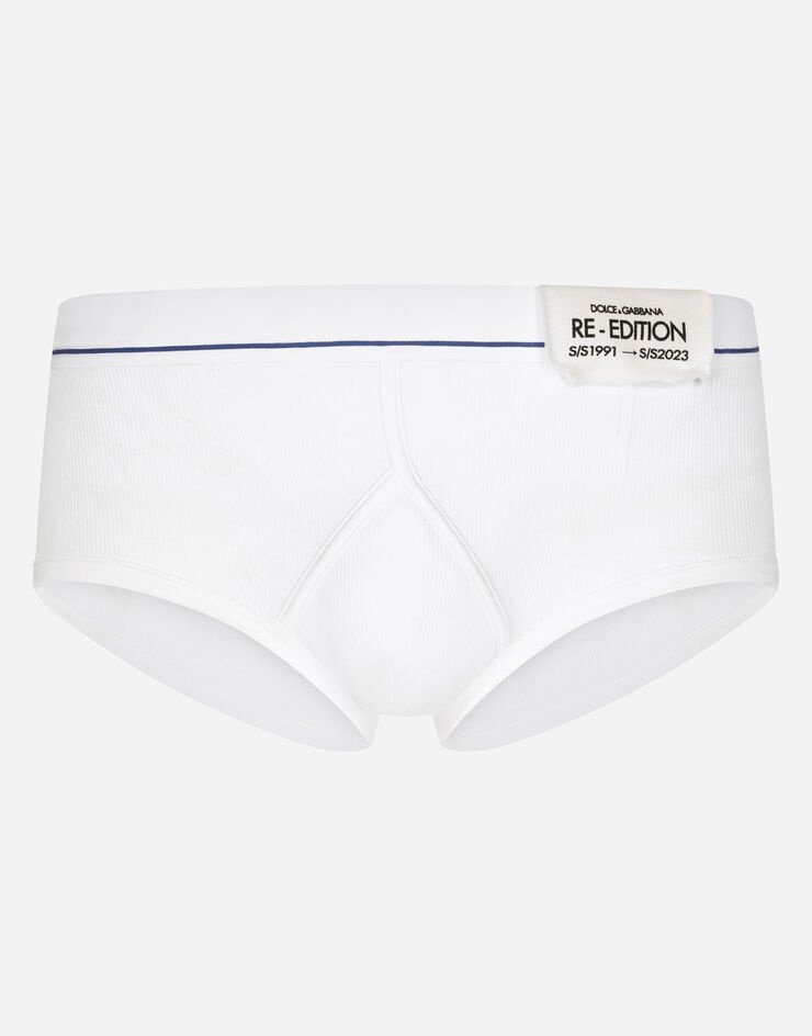 Fine-rib cotton Brando briefs with patch - 1