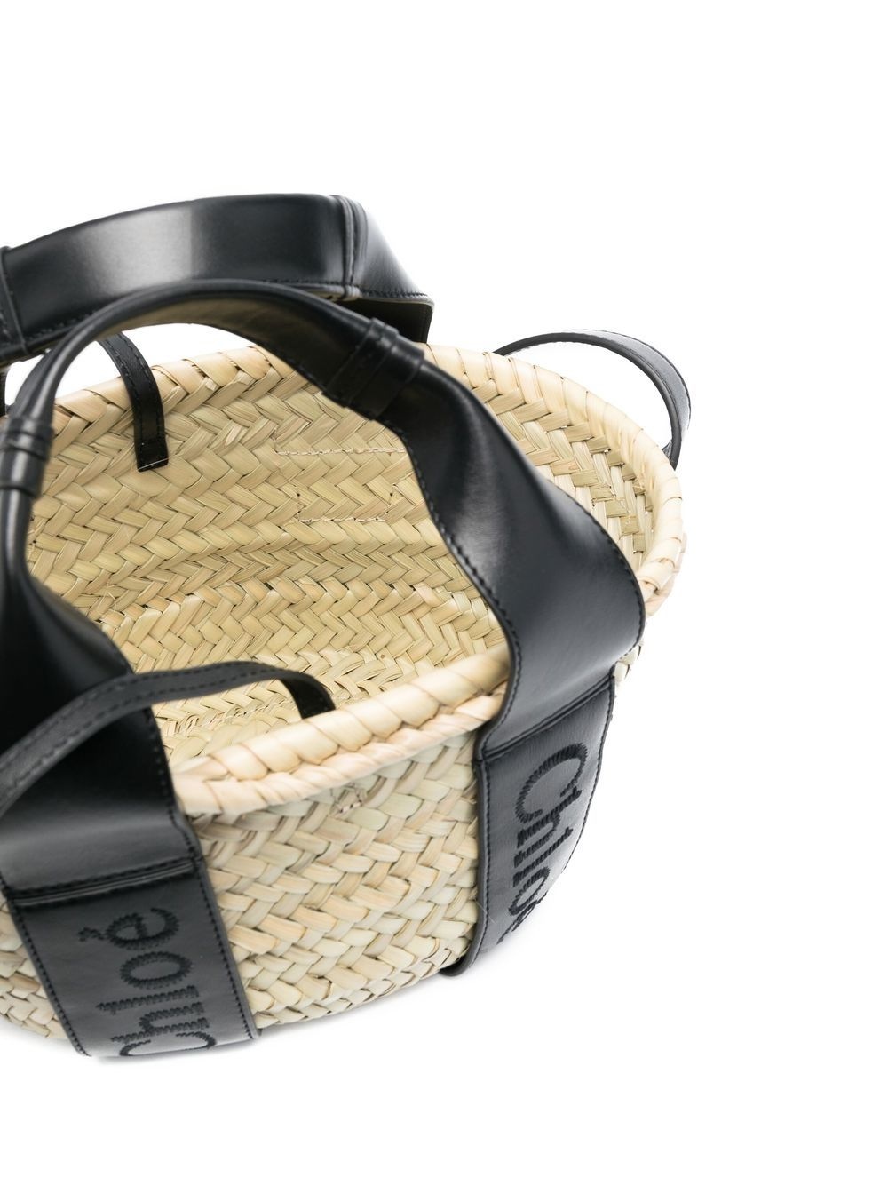 logo-print raffia tote bag - 5