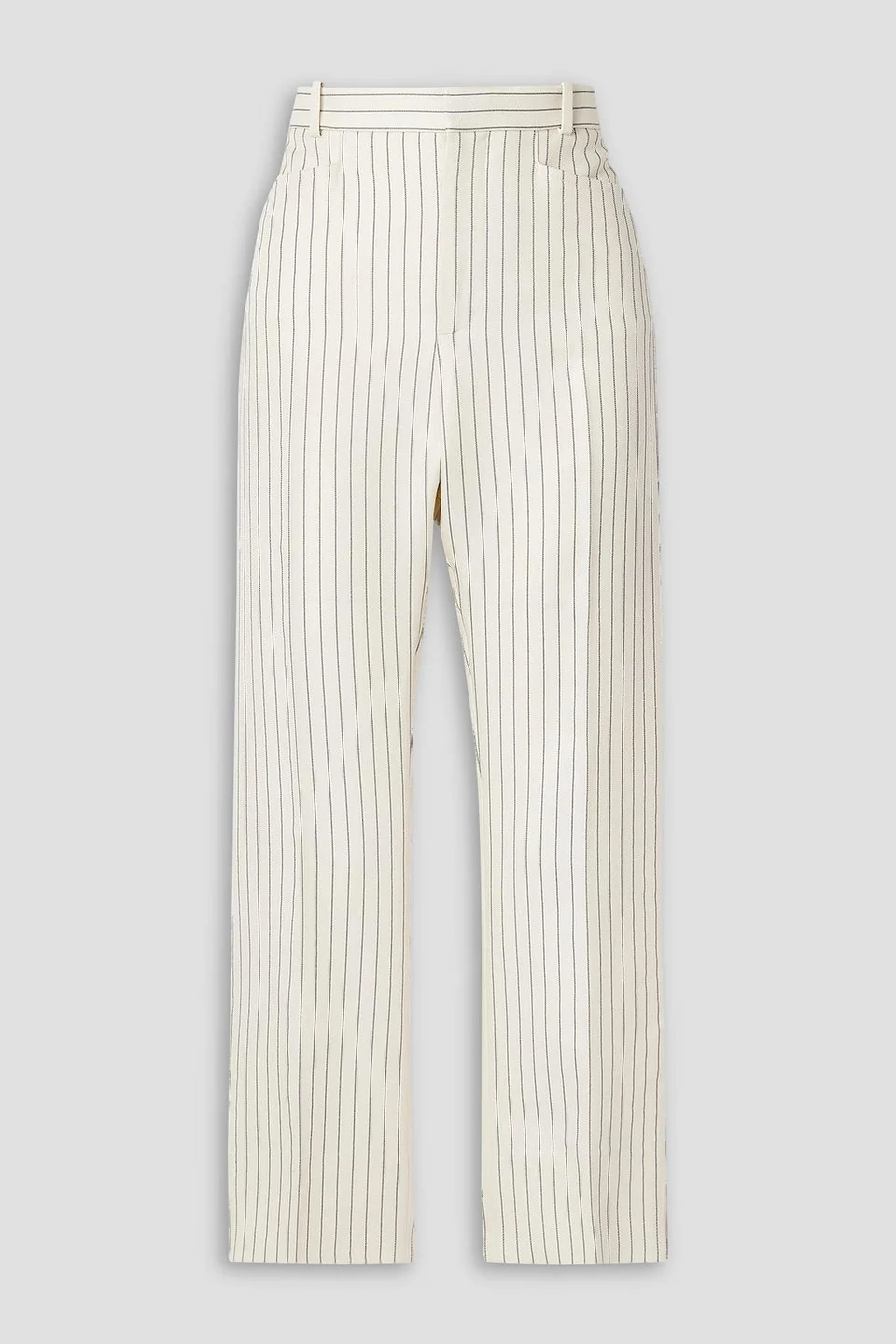 Pinstriped wool-blend twill straight-leg pants - 1