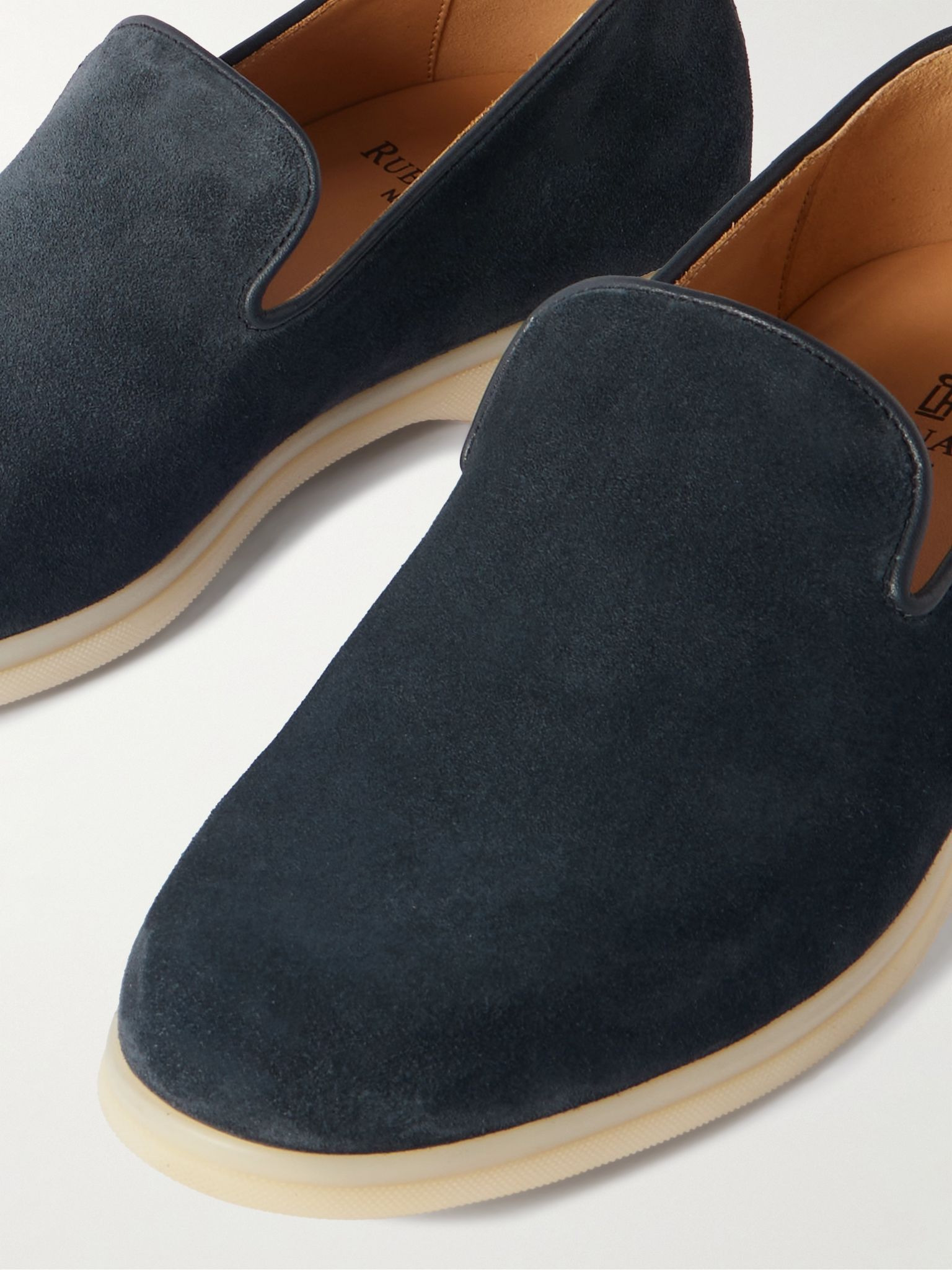 Mod Mare Leather-Trimmed Suede Loafers Navy - 5
