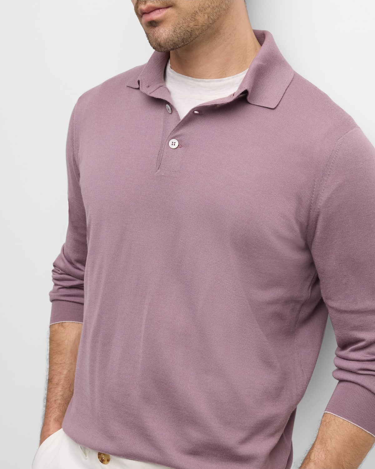 Men's Wool-Cashmere Dress Polo Shirt - 6