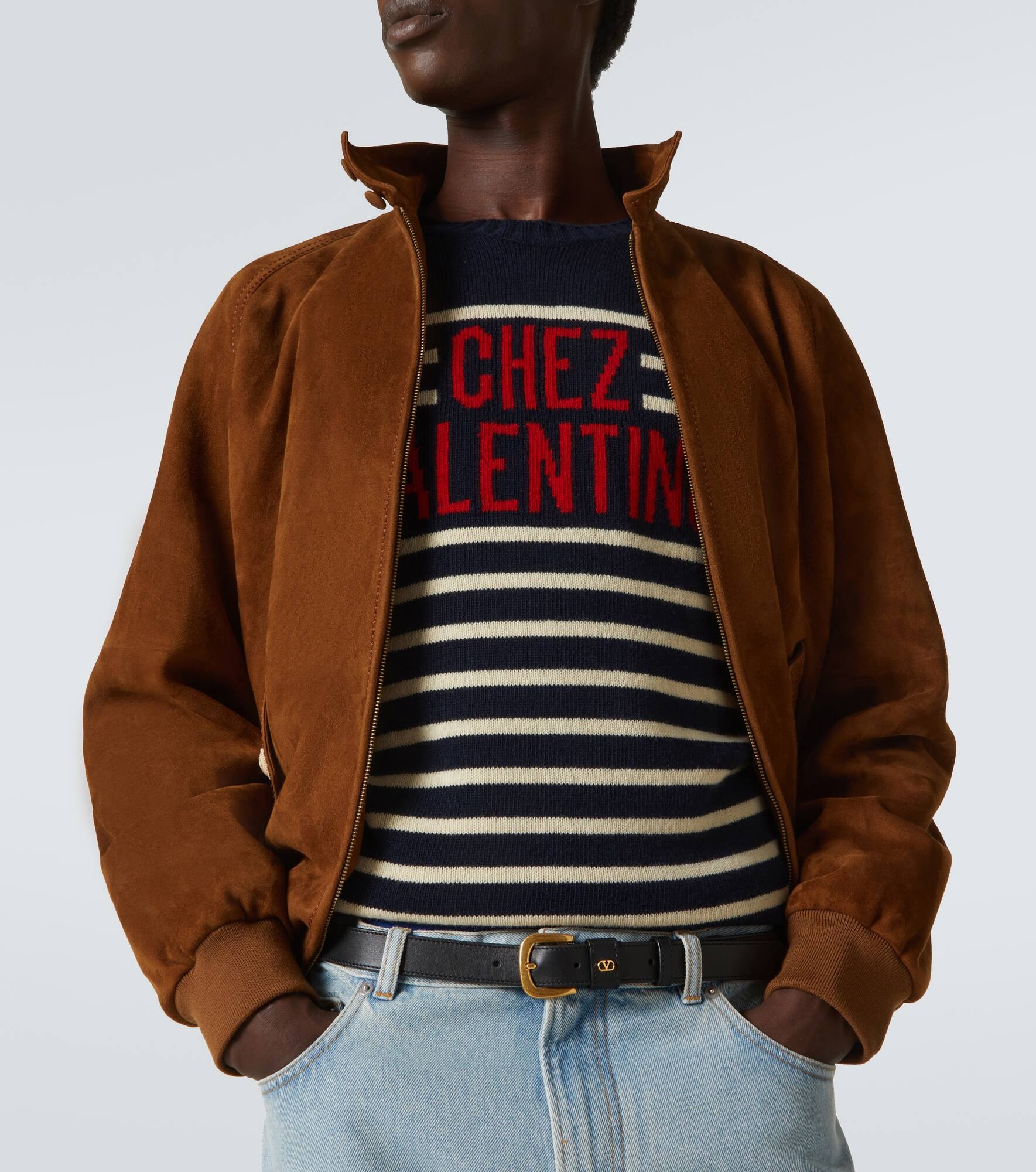 Chez Valentino striped jacquard wool sweater - 5