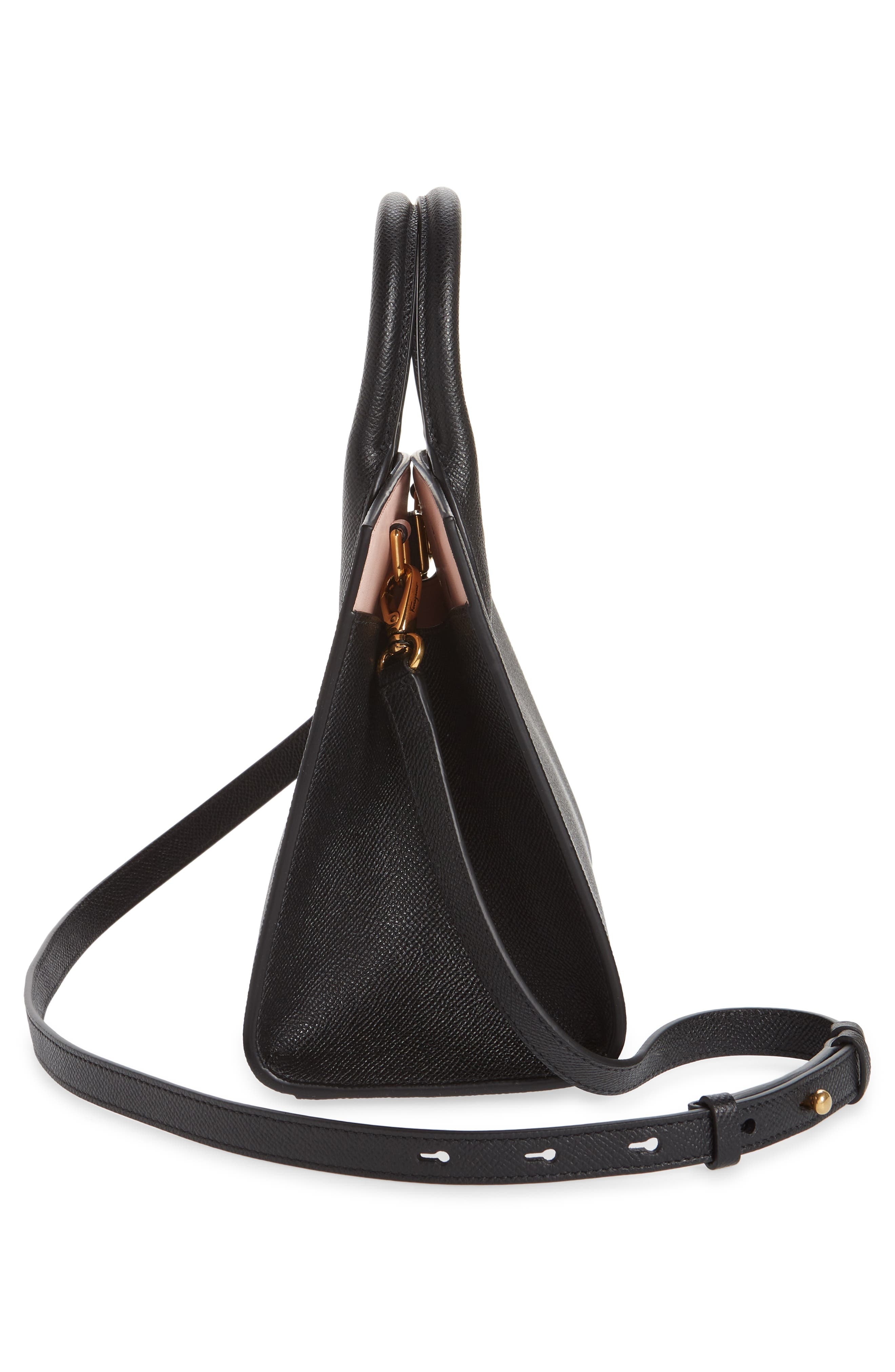FERRAGAMO Studio Box Mini Leather Top-Handle Bag in Nero /Bonbon at Nordstrom - 6