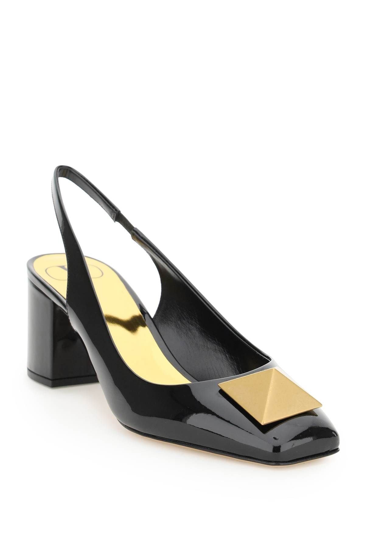 ONE STUD PATENT LEATHER SLINGBACK PUMPS - 4