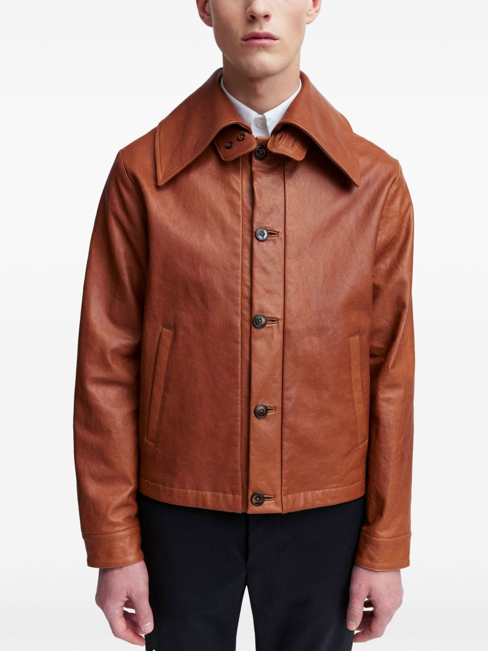Haeto single-breasted leather jacket - 6