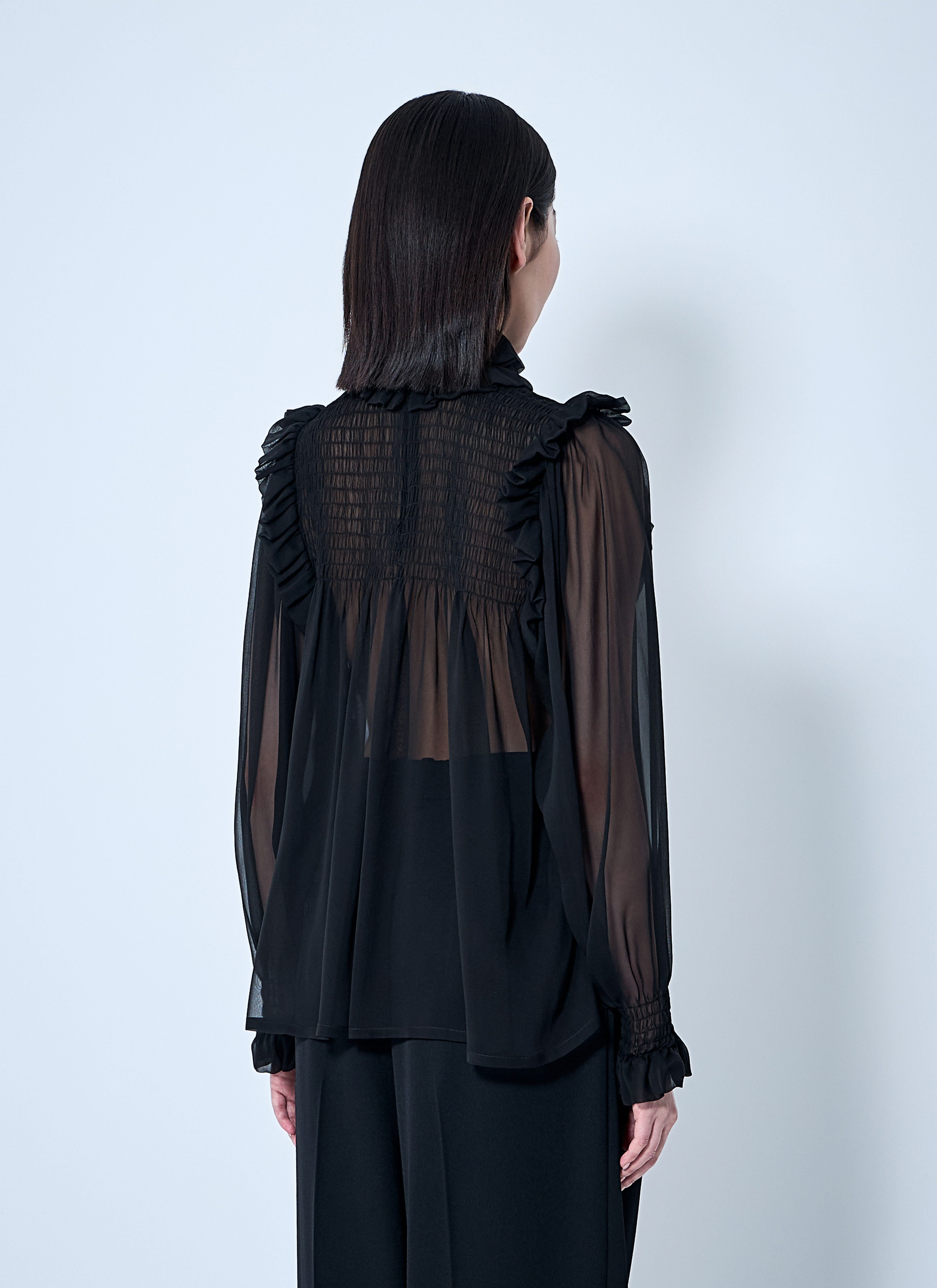 Ruffled Silk Blouse - 4