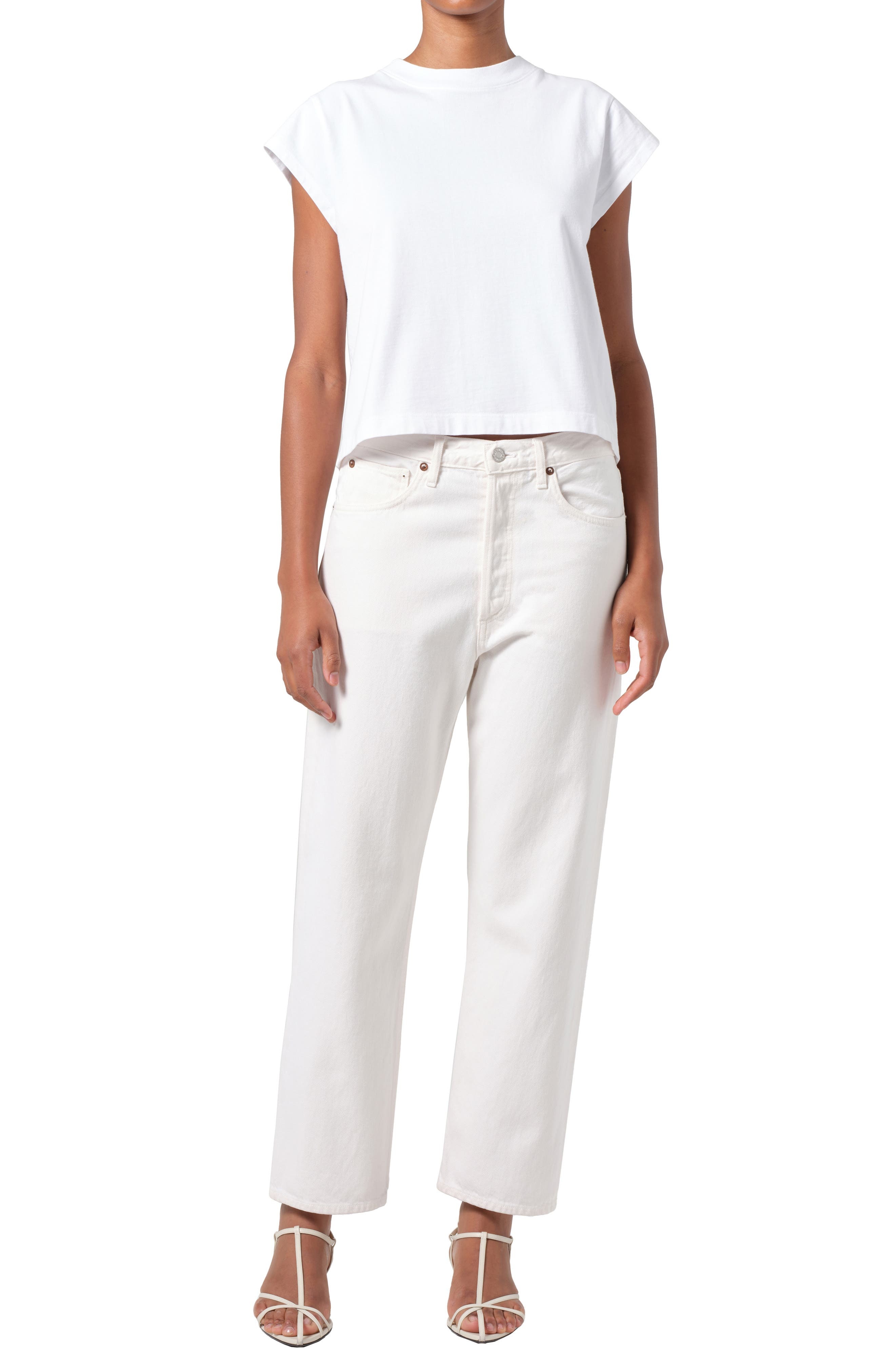 AGOLDE '90s Mid Rise Relaxed Straight Leg Organic Cotton Jeans in Fortune Cookie (Natural) at Nordst - 5