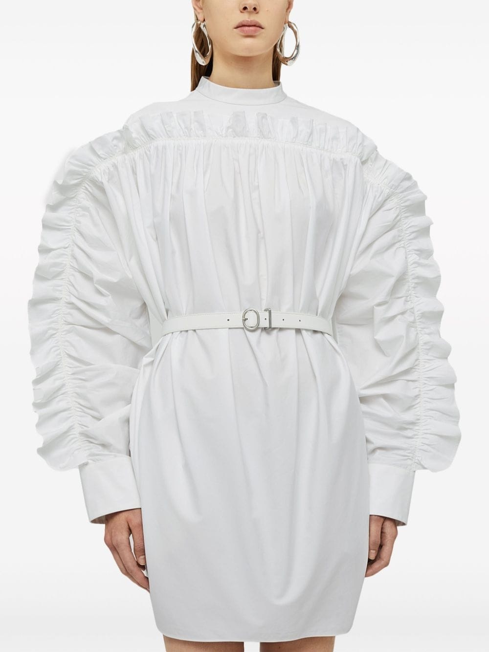 ruffled-detail cotton minidress - 4