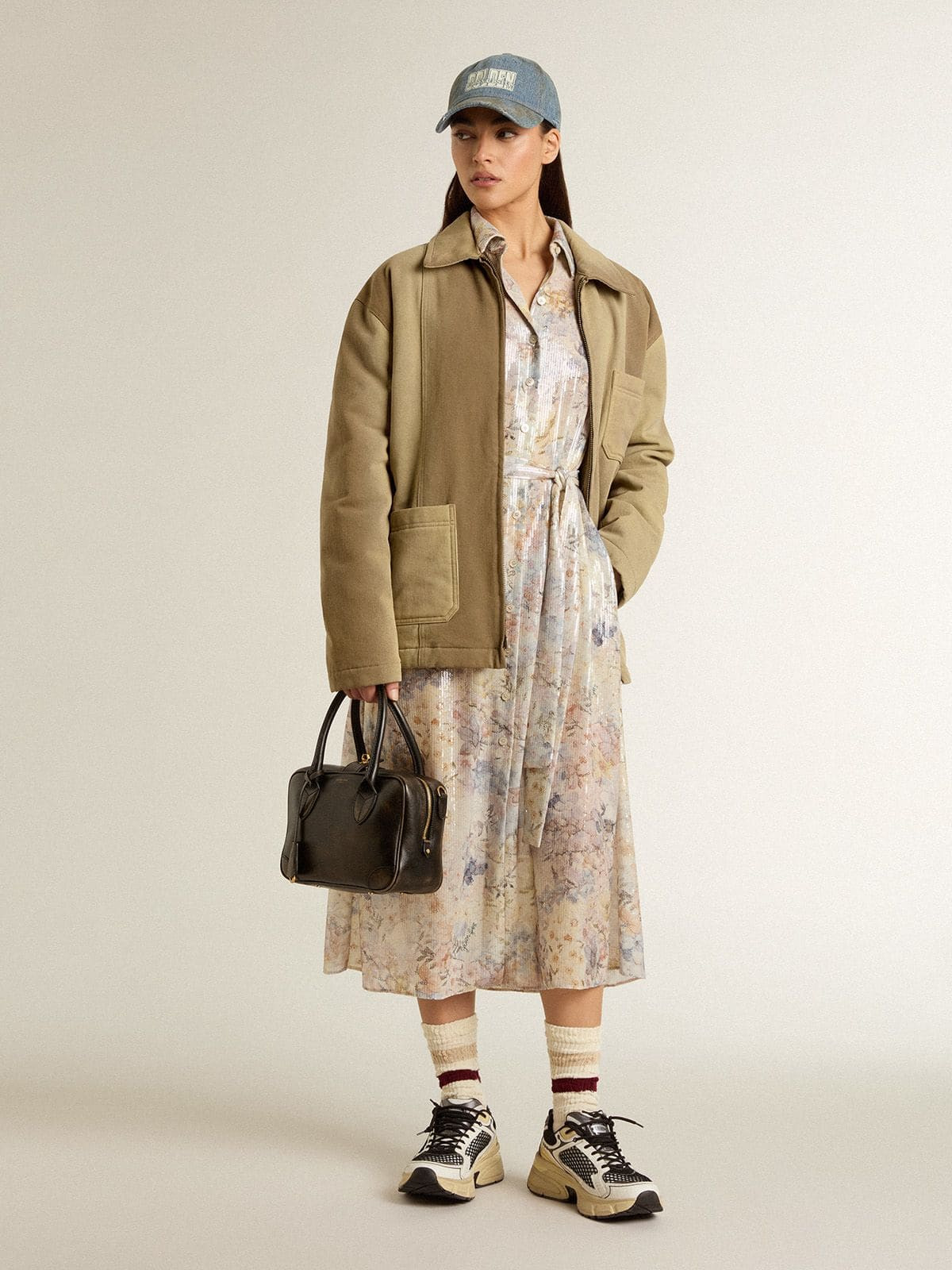 Unisex padded jacket in shades of khaki - 3