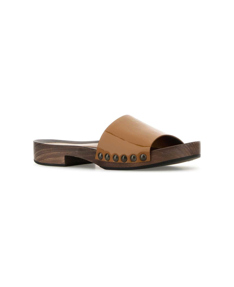 Miu Miu Camel Leather Clogs outlook