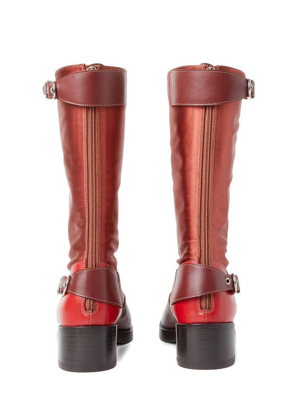 satin leather buckle boots - 4
