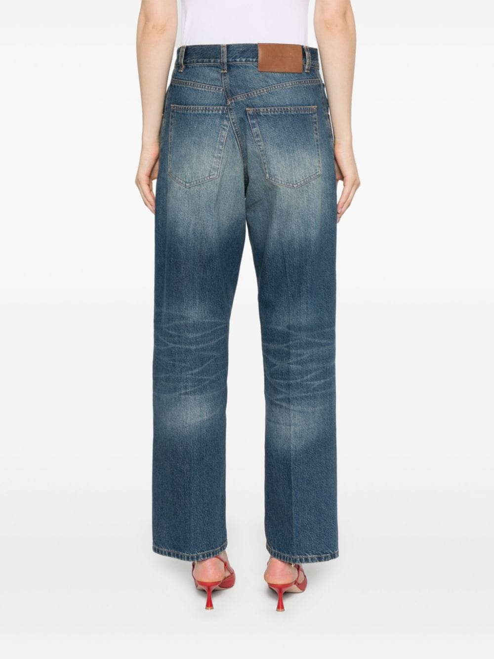 logo-patch straight jeans - 4
