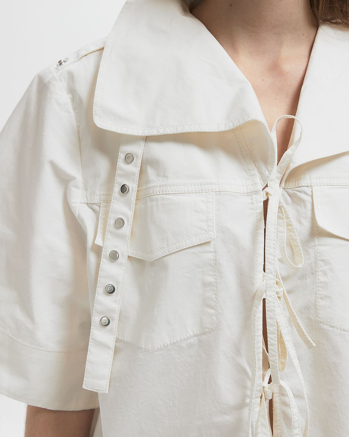 Stretch Cotton Cowl Neck Blouse - 4