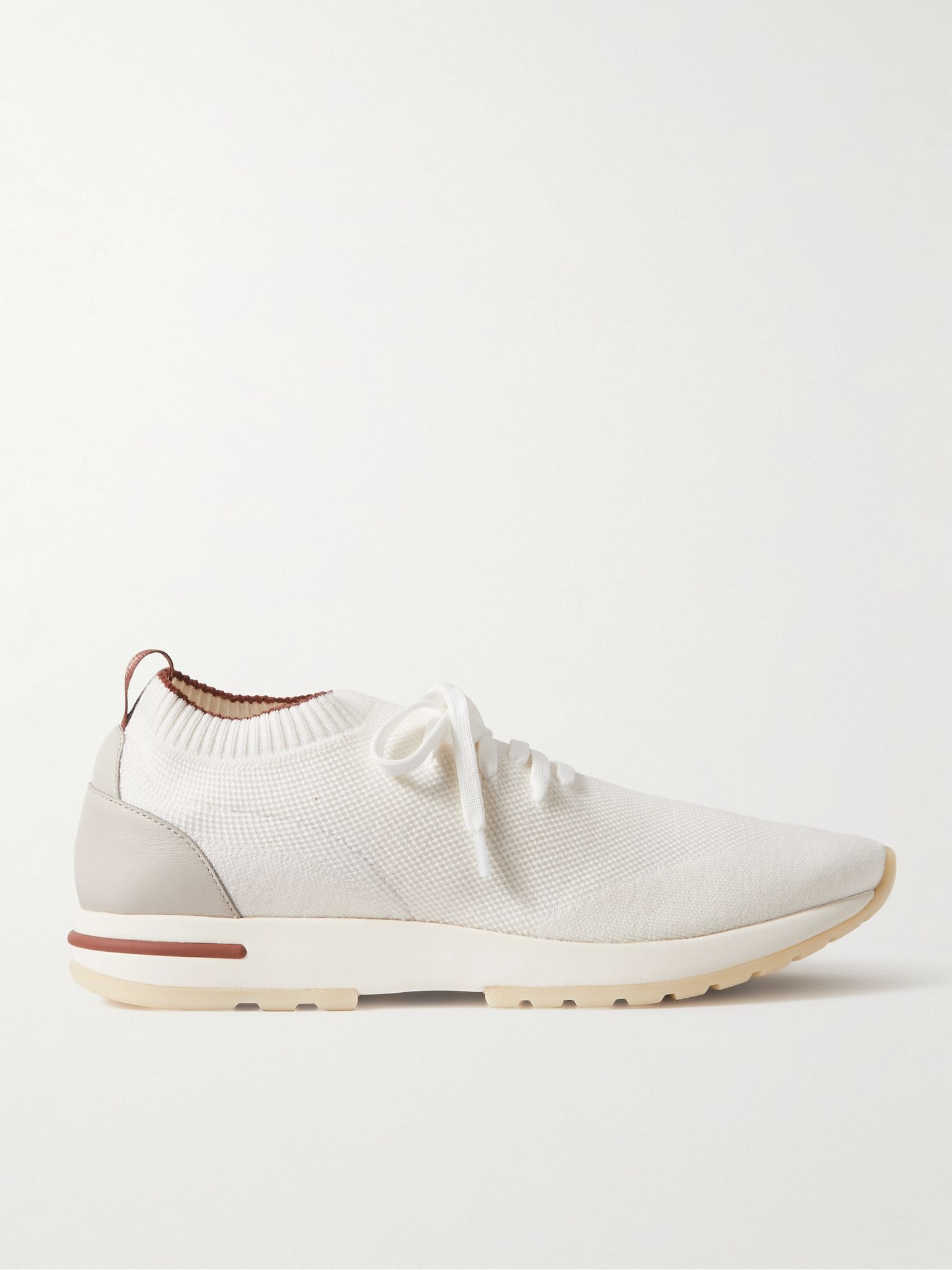 360 Flexy Leather-Trimmed Knitted Wish® Wool Sneakers White - 1