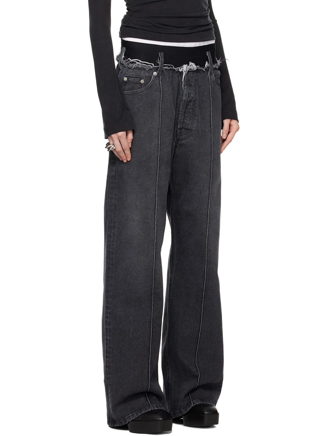 Gray Elasticated Jeans - 2